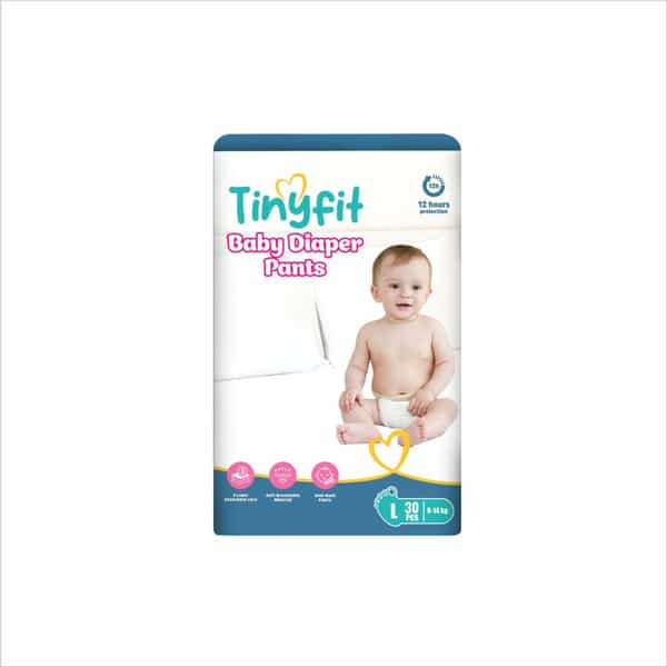 Tinyfit Baby Diaper Pants Large| Bubble Soft Bed| Multi-Layer Absorption Upto 12 Hrs - L (30 Pieces)