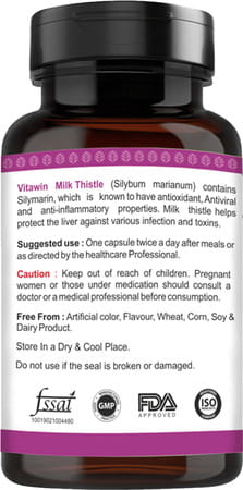 Vitawin Milk Thistle Liver Cleansing & Body Detox | Herbal Nutrition Supplement | 60 Capsules