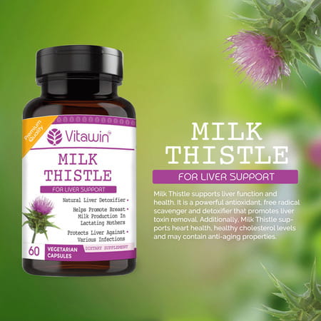Vitawin Milk Thistle Liver Cleansing & Body Detox | Herbal Nutrition Supplement | 60 Capsules
