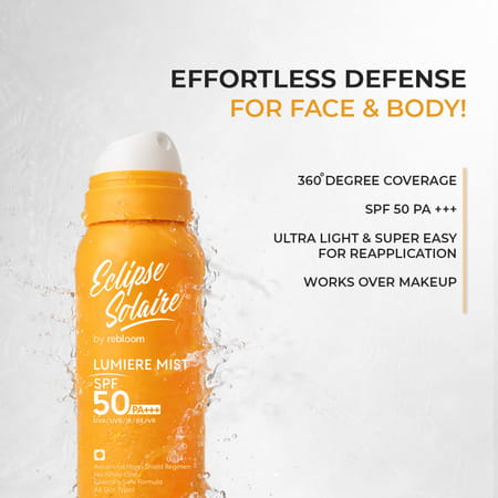 Eclipse Solaire Lumiere Mist Sunscreen Spray Spf 50 Pa+++ Uva/Uvb/Ir/Br/Vr - All Skin Types 100ml