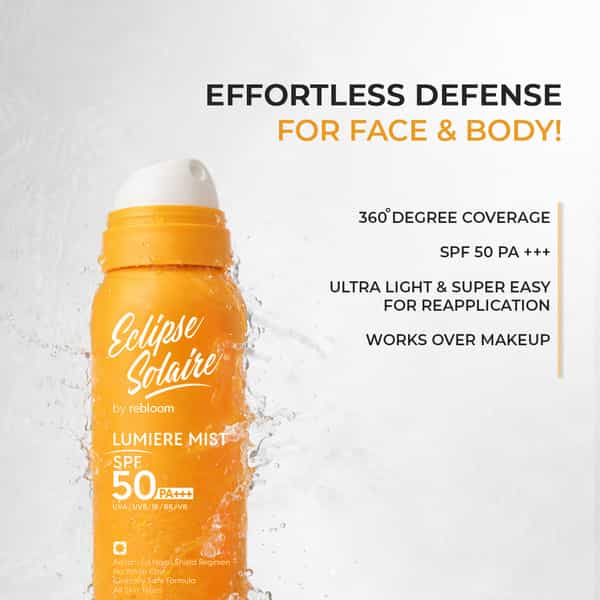 Eclipse Solaire Lumiere Mist Sunscreen Spray Spf 50 Pa+++ Uva/Uvb/Ir/Br/Vr - All Skin Types 100Ml