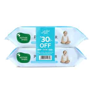 Mother Sparsh 99% Pure Water (unscented) Baby Wipes 72 Pcs/pack - Pack Of 2 (super Saver Pack)