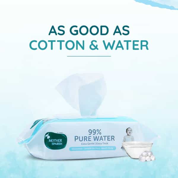 Mother Sparsh 99% Pure Water (Unscented) Baby Wipes 72 Pcs/Pack - Pack Of 2 (Super Saver Pack)