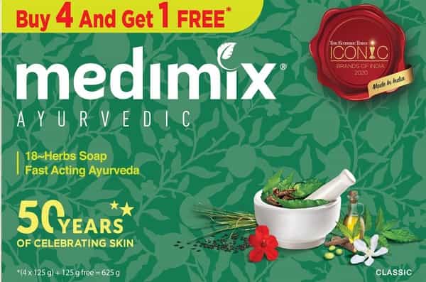 Medimix Ayurvedic Classic 18 Herbs Bathing Soap - 4X125g (Get 1 Extra)