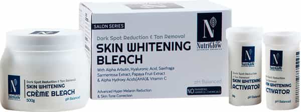 Nutriglow Advanced Organics Skin Whitening Cream Bleach Kit/Covers Unwanted Hair 700Gm