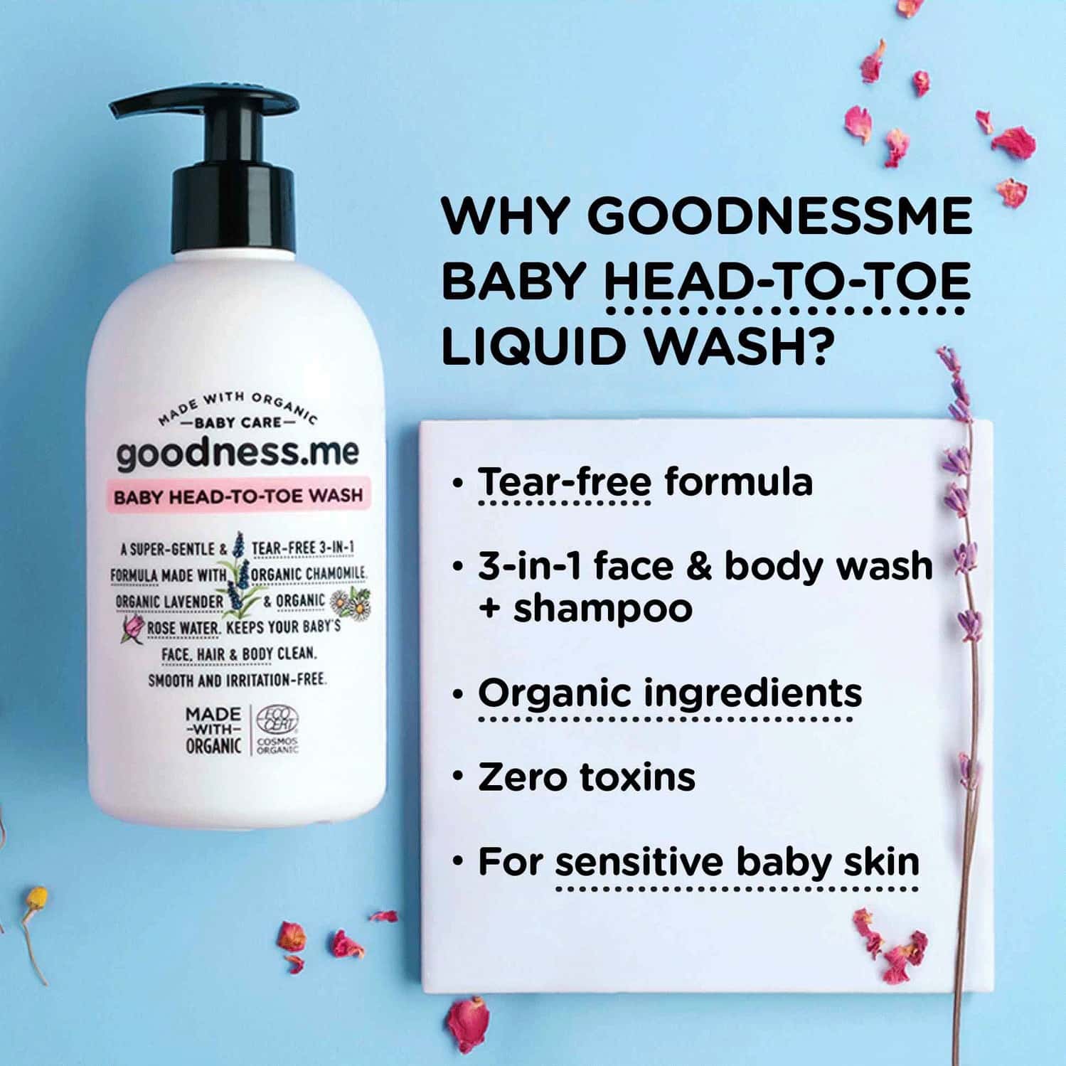 Buy GOODNESS.ME CERTIFIED ORGANIC BABY HEADTOTOE FACE BODY WASH