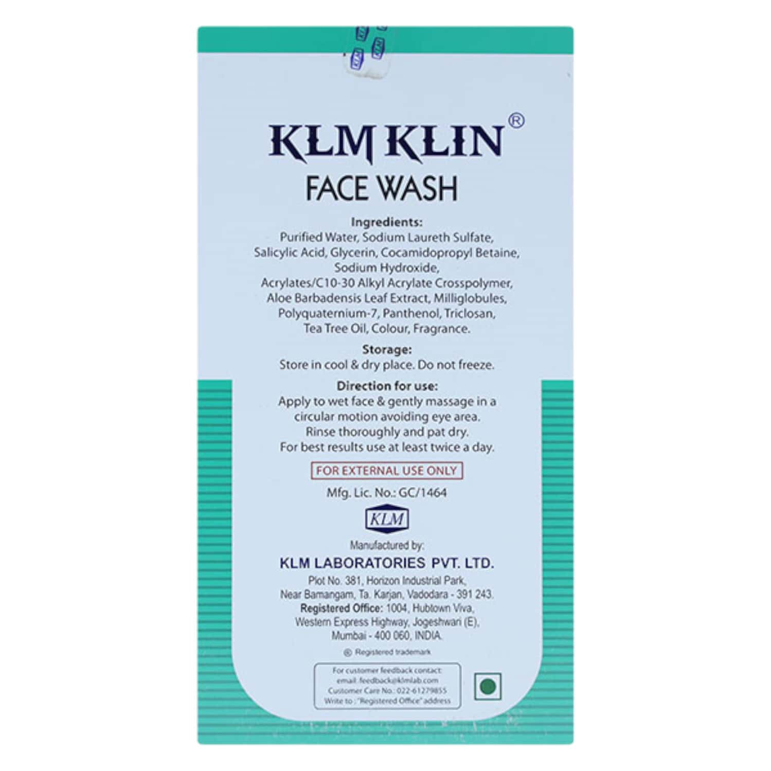 Buy KLM KLIN FACE WASH DAILY CLEANSING FOR OILY & ACNEGENIC SKIN TUBE OF 150ML Online & Get Upto