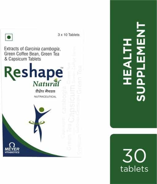 Reshape Natural - Health Supplement (With Coffee Bean Green Tea Extracts)With Wellman 30 Tablet Free