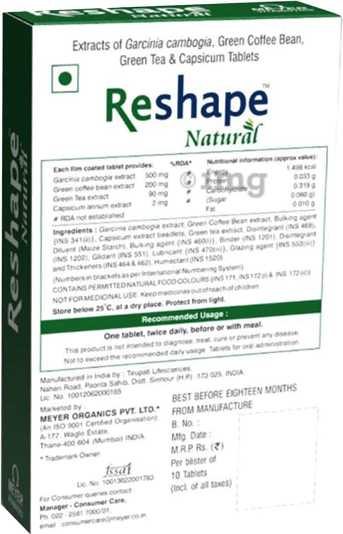 Buy RESHAPE NATURAL HEALTH SUPPLEMENT (WITH COFFEE BEAN GREEN TEA