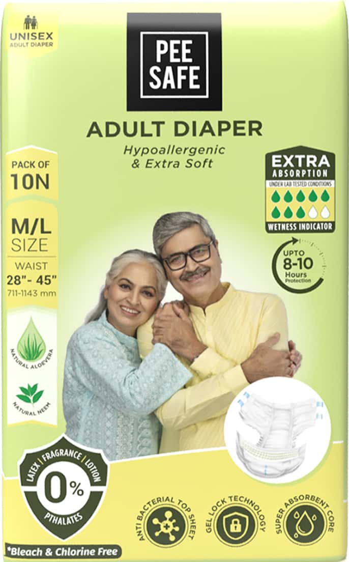 Pee Safe Adult Diaper | Medium - Large High Absorbency - 10 Pcs