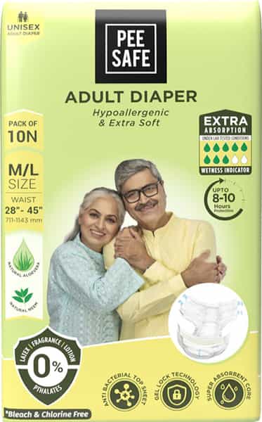 Pee Safe Adult Diaper | Medium - Large High Absorbency - 10 Pcs