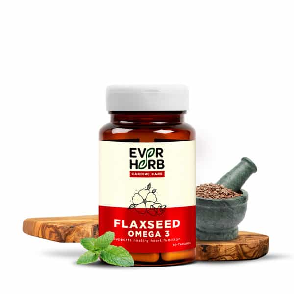 Everherb Flaxseed Omega 3 - Essential Fatty Acids - Healthy Heart - Bottle Of 60 (By Pharmeasy)