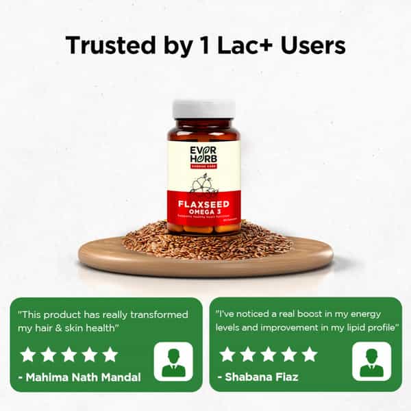 Everherb Flaxseed Omega 3 - Essential Fatty Acids - Healthy Heart - Bottle Of 60 (By Pharmeasy)