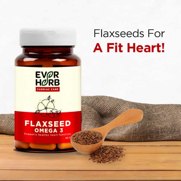 Everherb Flaxseed Omega 3 - Essential Fatty Acids - Healthy Heart - Bottle Of 60 (By Pharmeasy)