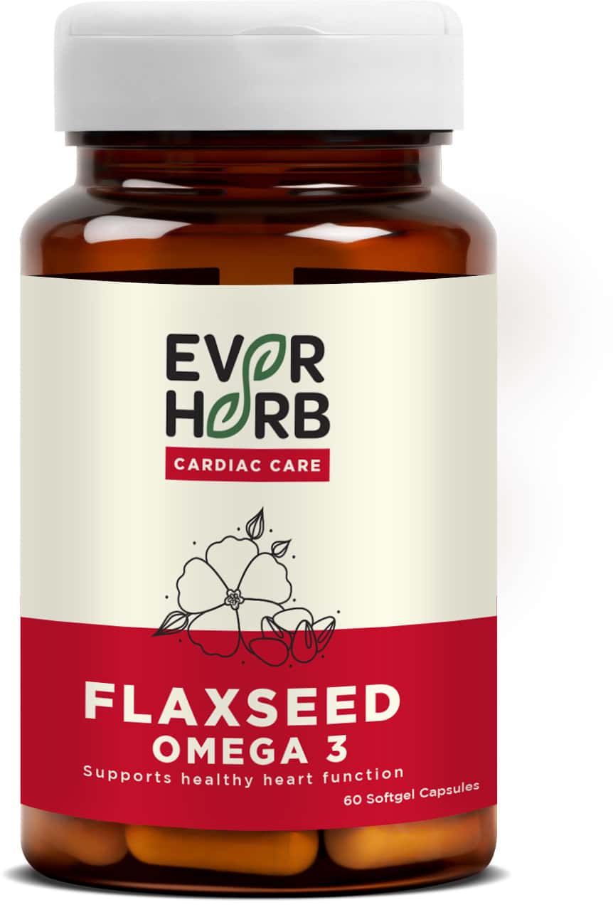 Everherb Flaxseed Omega 3 - Essential Fatty Acids - Healthy Heart - Bottle Of 60 (by Pharmeasy)
