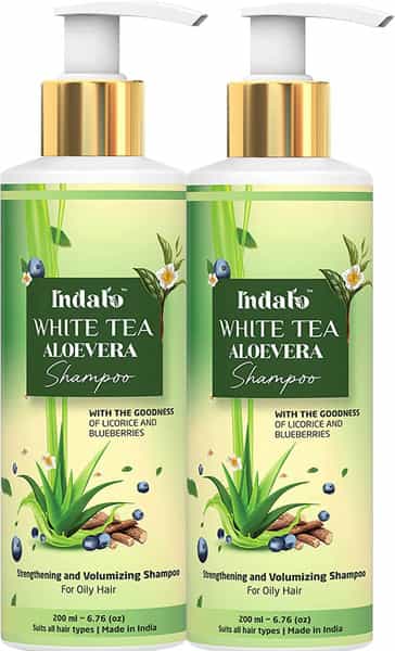 Indalo White Tea Aloevera Hair Growth Shampoo For Strengthening & Reduce Damaged Hair - 400Ml