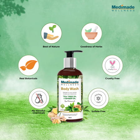 Medimade Tea Tree Oil And Ginger Oil Body Wash - 300 Ml X 2 ( Pack Of 2 )