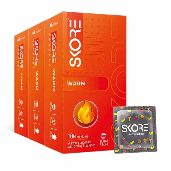 Skore Coloured Condoms Warm 10S (Pack Of 3)