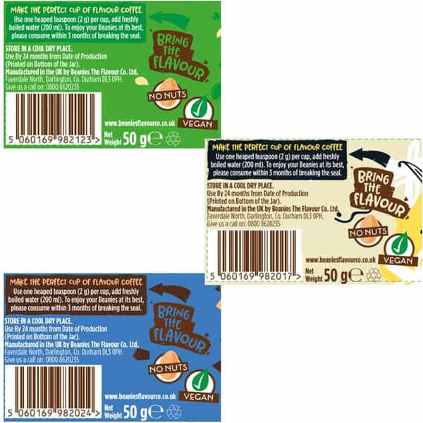 Beanies Flavoured Instant Coffee|Irish Cream 50G Very Vanilla 50G Nutty Hazelnut 50G|Pack Of 3