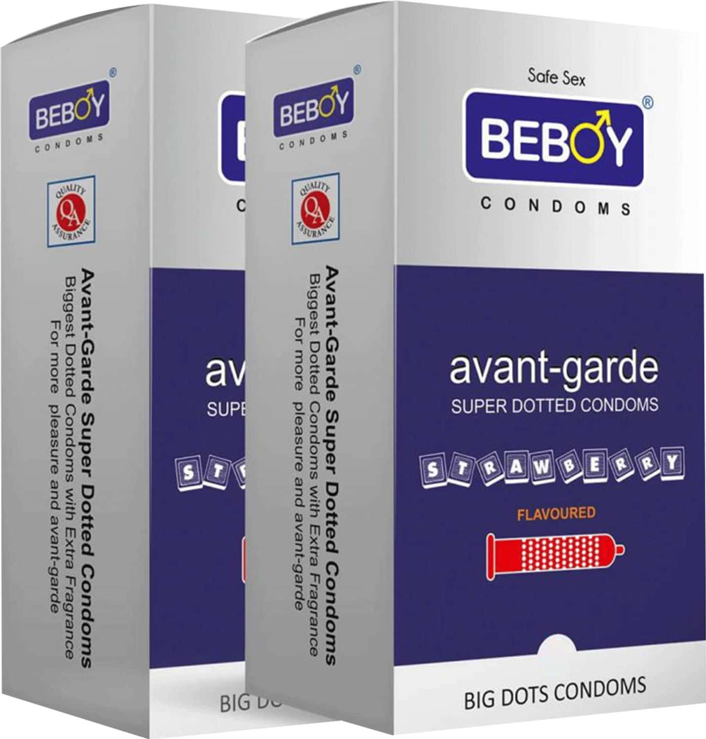 Beboy Avant-Grade Super Dotted Condoms Strawberry Flavour - 12 Count