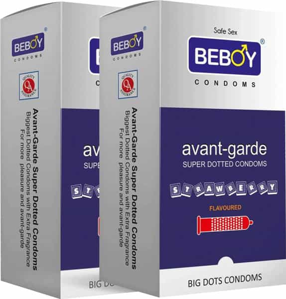 Beboy Avant-Grade Super Dotted Condoms Strawberry Flavour - 12 Count