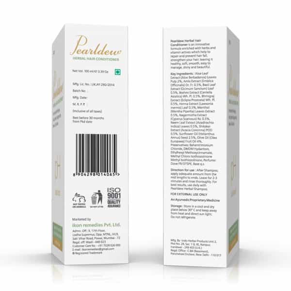 Pearldew Herbal Hair Conditioner 100 Ml | Bhringraj & Shikakai | Paraben Free (Pack Of 2)