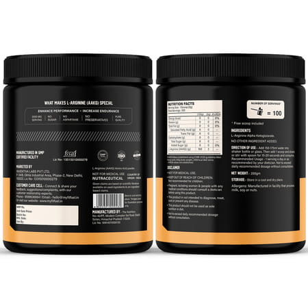 Myfitfuel L Arginine Alpha-Ketoglutarate (Aakg) Pre Workout Powder | 200gm (Unflavoured)