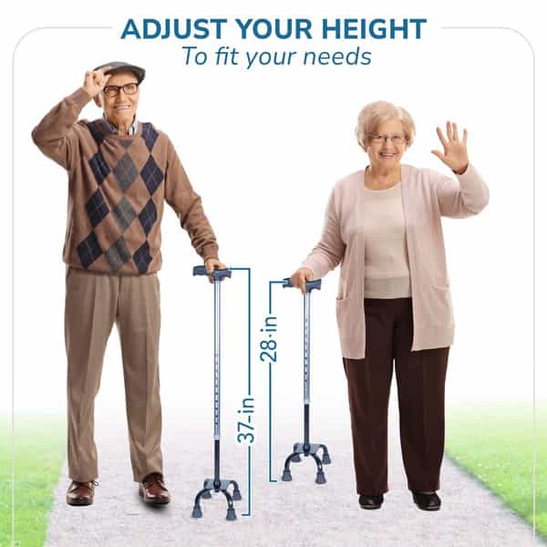 Everactiv 10 Level Height Adjustable Quadripod Walking Stick