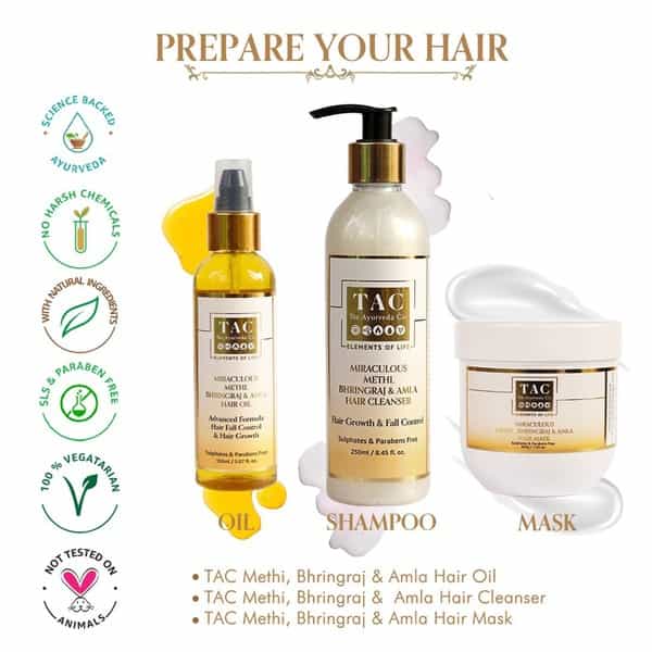Tac - The Ayurveda Co. Hair Mask With Methi Bhringraj Amla Green Tea Hydrolyzed Keratin - 200 Gm