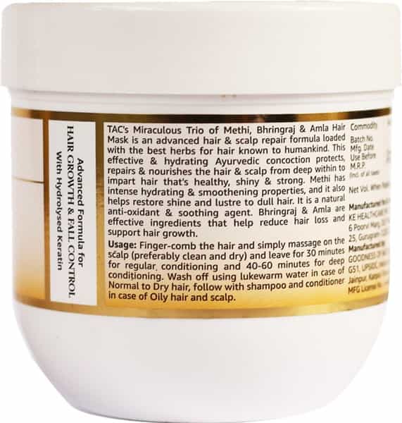 Tac - The Ayurveda Co. Hair Mask With Methi Bhringraj Amla Green Tea Hydrolyzed Keratin - 200 Gm