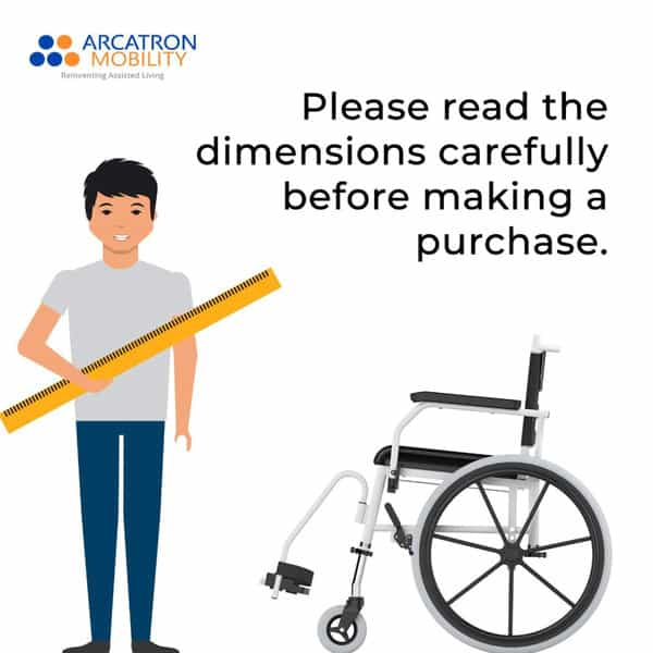 Arcatron Mobility Prime Self Propelled Shower Commode Wheelchair, Height Adjustable & Swivel Armrest