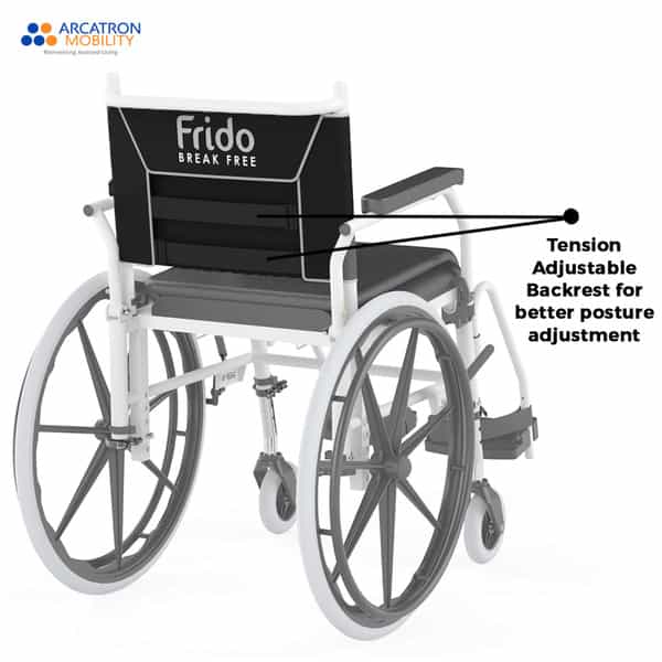 Arcatron Mobility Prime Self Propelled Shower Commode Wheelchair, Height Adjustable & Swivel Armrest