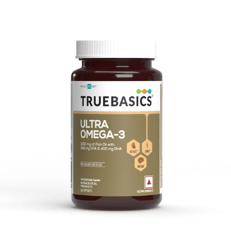 Truebasics Ultra Omega Enriched With 1250 Mg With 425mg Epa & 325mg Dha & Vitamin E - 30 Softgels