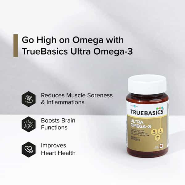 Truebasics Ultra Omega Enriched With 1250 Mg With 425Mg Epa & 325Mg Dha & Vitamin E - 30 Softgels