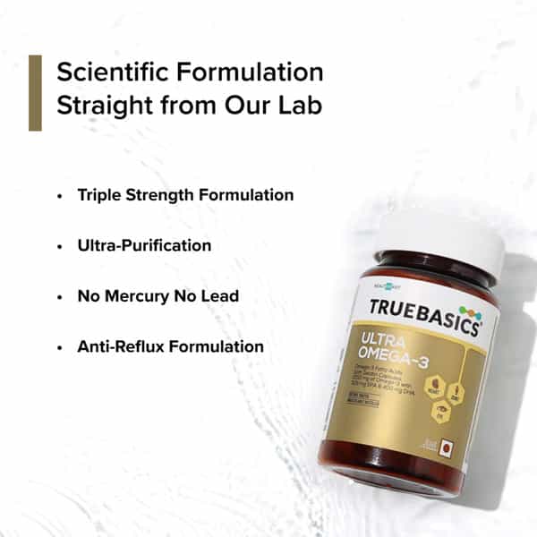 Truebasics Ultra Omega Enriched With 1250 Mg With 425Mg Epa & 325Mg Dha & Vitamin E - 30 Softgels