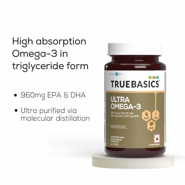Truebasics Ultra Omega Enriched With 1250 Mg With 425Mg Epa & 325Mg Dha & Vitamin E - 30 Softgels