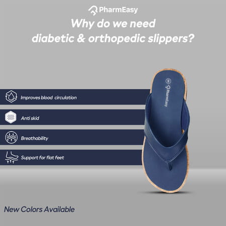 Pharmeasy Women'S Diabetic & Orthopedic Slippers - Blue - Size Uk 5
