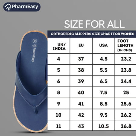 Pharmeasy Women'S Diabetic & Orthopedic Slippers - Blue - Size Uk 5