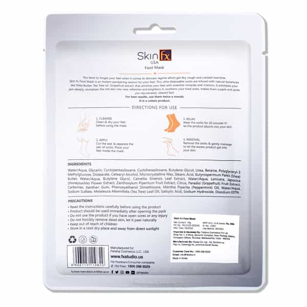 Skin Fx Foot Mask | Tea Tree Oil | Peppermint Oil | Grapefruit For Nourishing & Smoothening | 16G