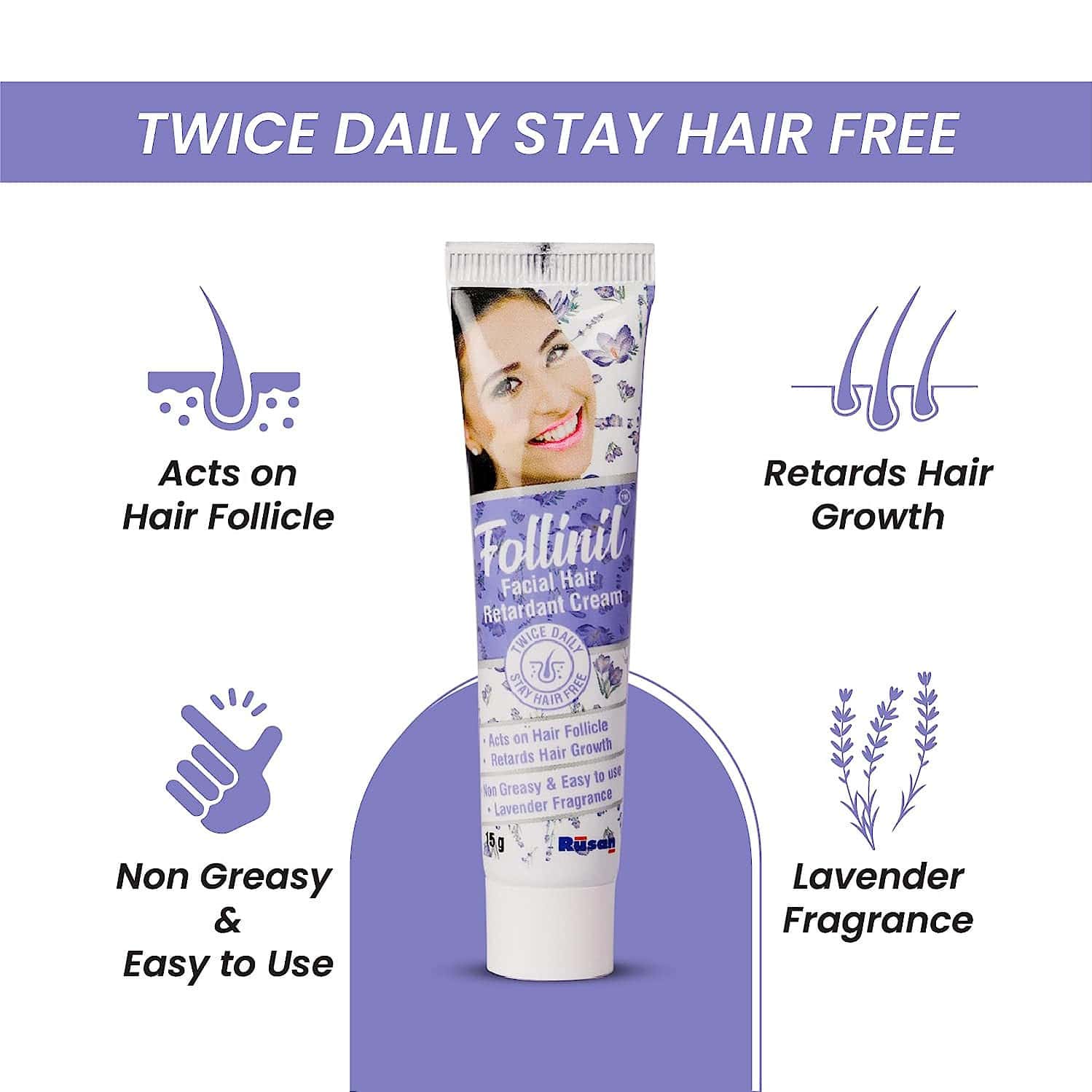 Buy RUSAN FOLLINIL FACIAL HAIR RETARDANT CREAM PAINLESS TREATMENT FOR UNWANTED HAIR WOMEN