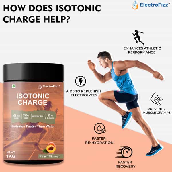 Electrofizz Isotonic Energy Drink Powder For Endurance Sports & Fitness Activities 1 Kg Jar - Peach