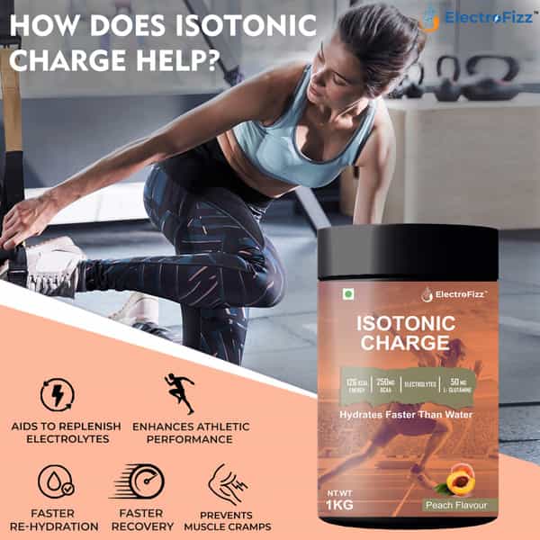 Electrofizz Isotonic Energy Drink Powder For Endurance Sports & Fitness Activities 1 Kg Jar - Peach