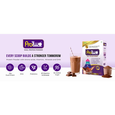 Protwo Protein Powder For Kids I 2+ Years Chocolate Flavour I 400G