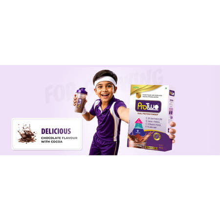 Protwo Protein Powder For Kids I 2+ Years Chocolate Flavour I 400G