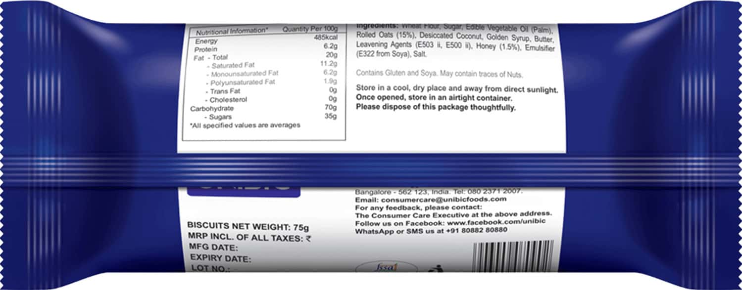 Buy UNIBIC COOKIES HONEY OATMEAL 75 GM Online & Get Upto 60 OFF at