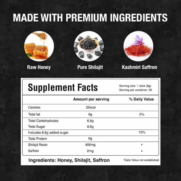 Bargad Himalayan Shilajit Honey Sticks - Caramel Flavor | Pure Raw Honey With Fulvic Acid | 7N