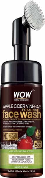 Wow Apple Cider Vinegar Foaming Face Wash (With Built-In Brush) 150 Ml