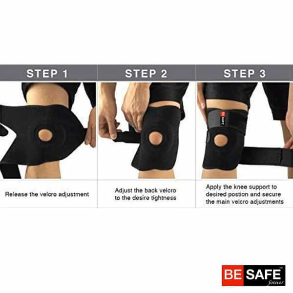 Besafe Forever Knee Cap Support Band Open Patella For Pain Relief | M | Pack Of 2