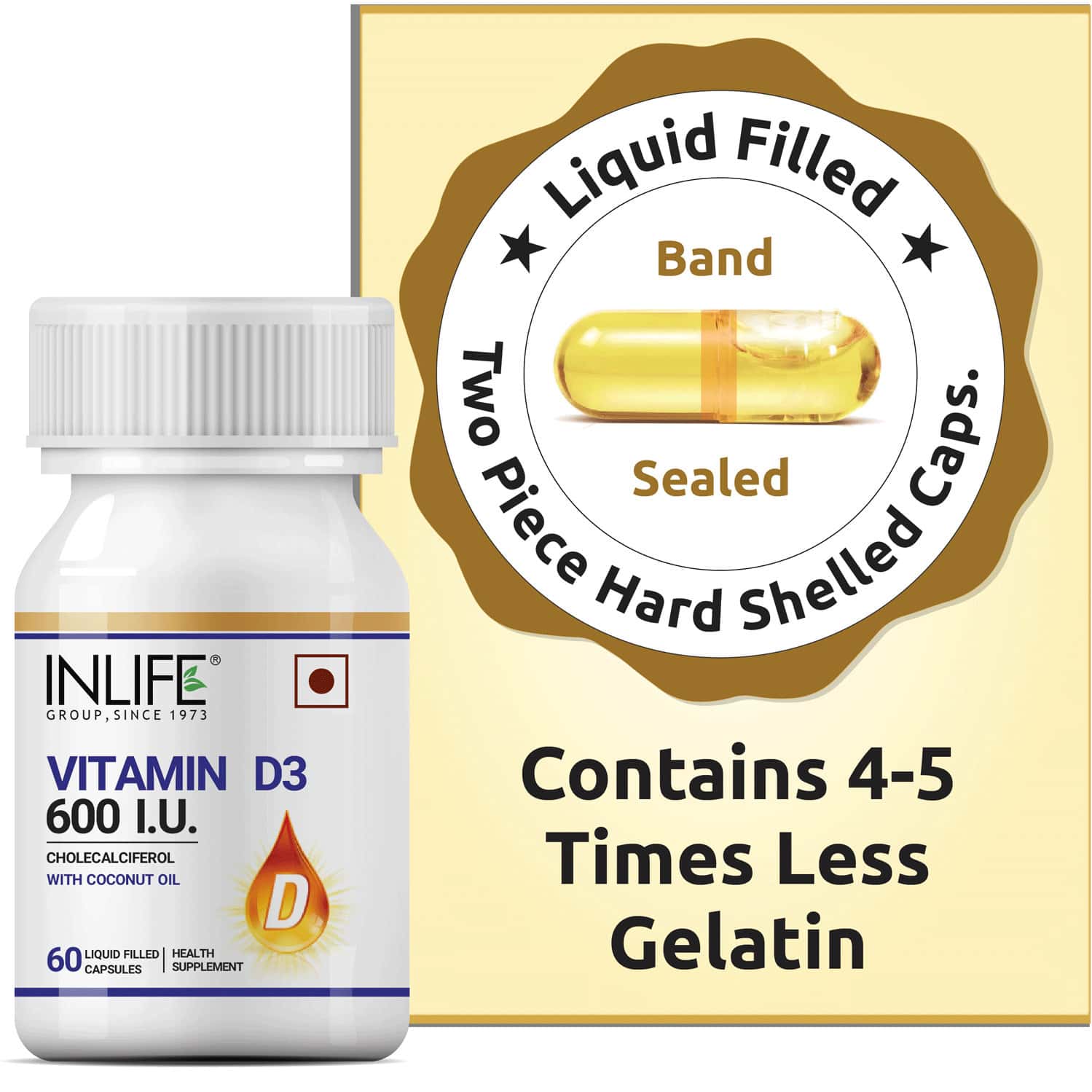 Buy INLIFE VITAMIN D3 600 IU CHOLECALCIFEROL SUPPLEMENT WITH COCONUT