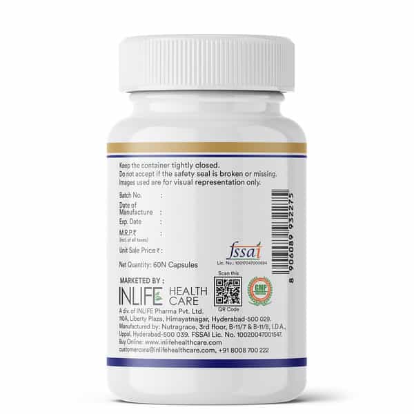 Inlife Vitamin D3 600 Iu Cholecalciferol Supplement With Coconut Oil For Men & Women - 60 Capsules